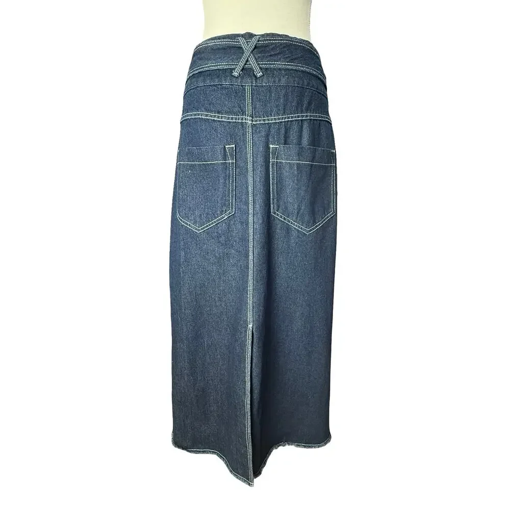 ADOLFO DOMINGUEZ Womens Dark Wash Denim Wrap‎ Maxi Skirt Size 36 / US Sz 2